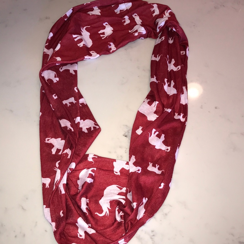 Crimson elephant infinity scarf